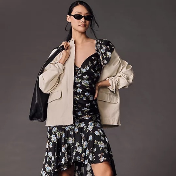 NWT Anthropologie Sweetheart Ruched Drop Waist Floral Dress Size XS - Picture 2 of 11